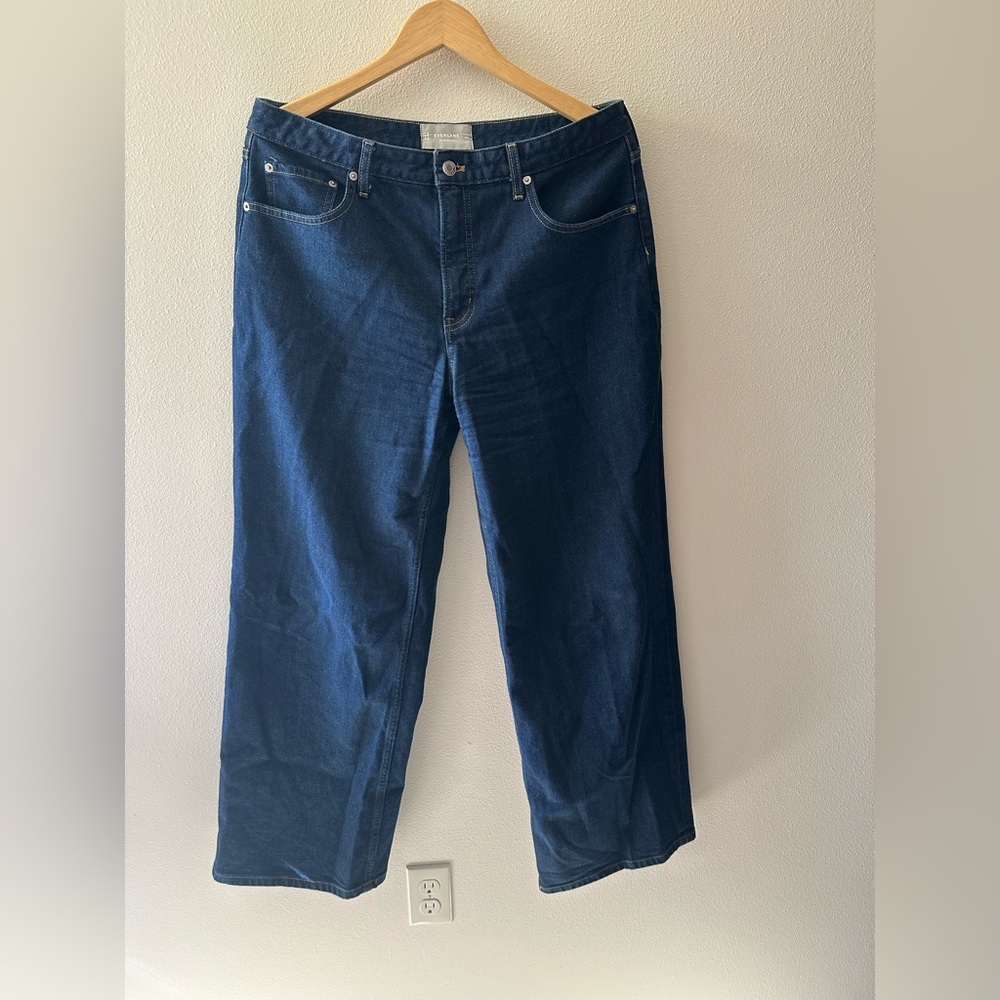 Everlane the Mid-Way Jean in true blue wash wide leg dark wash size 32 R - Picture 9 of 10